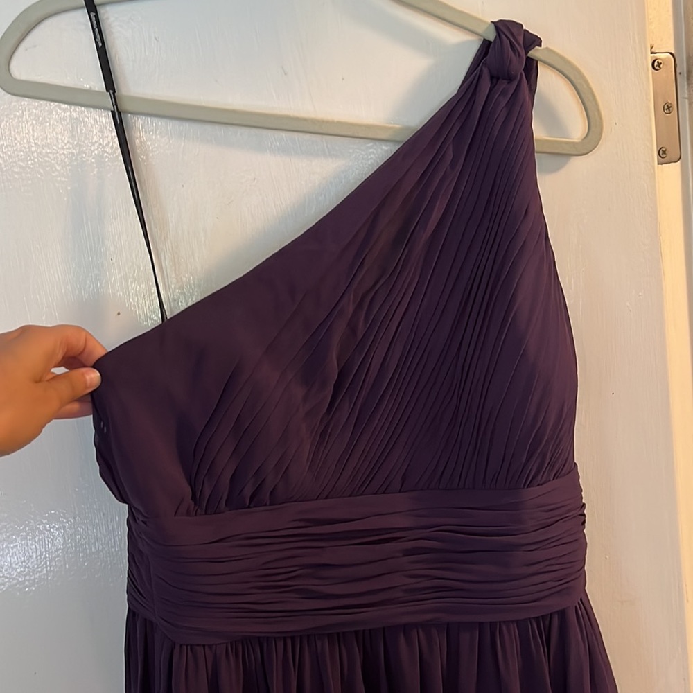Donna Morgan Plum One Shoulder Bridesmaids dress
